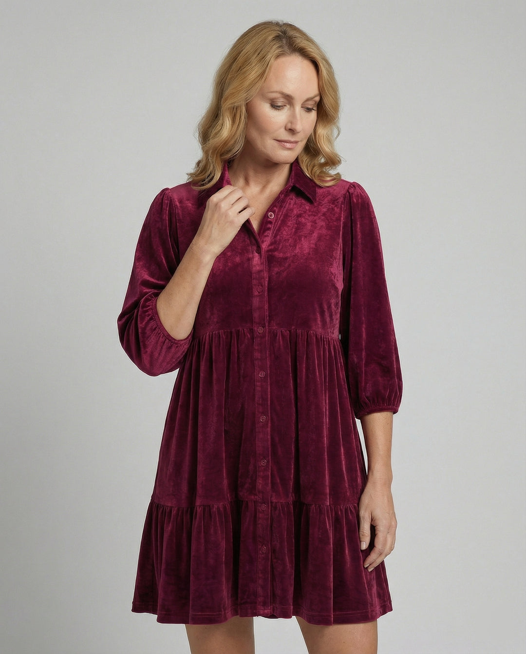 Damen Freizeitkleid Samt Babydoll