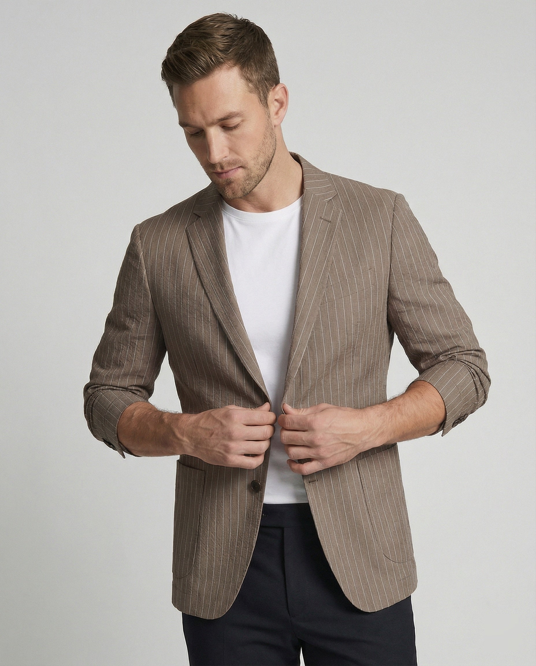 Herren Nadelstreifen Sakko Slim Fit Sommer