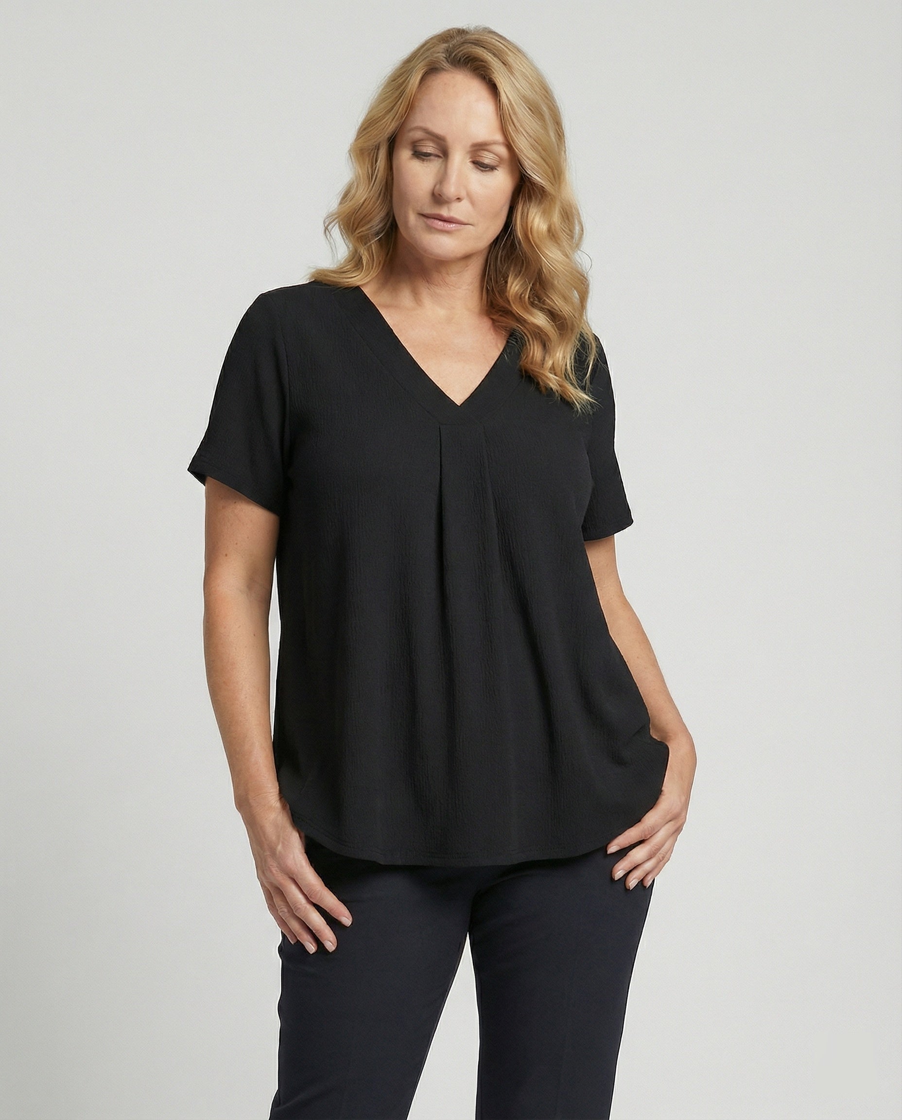 Tunika Bluse Damen mit V-Ausschnitt