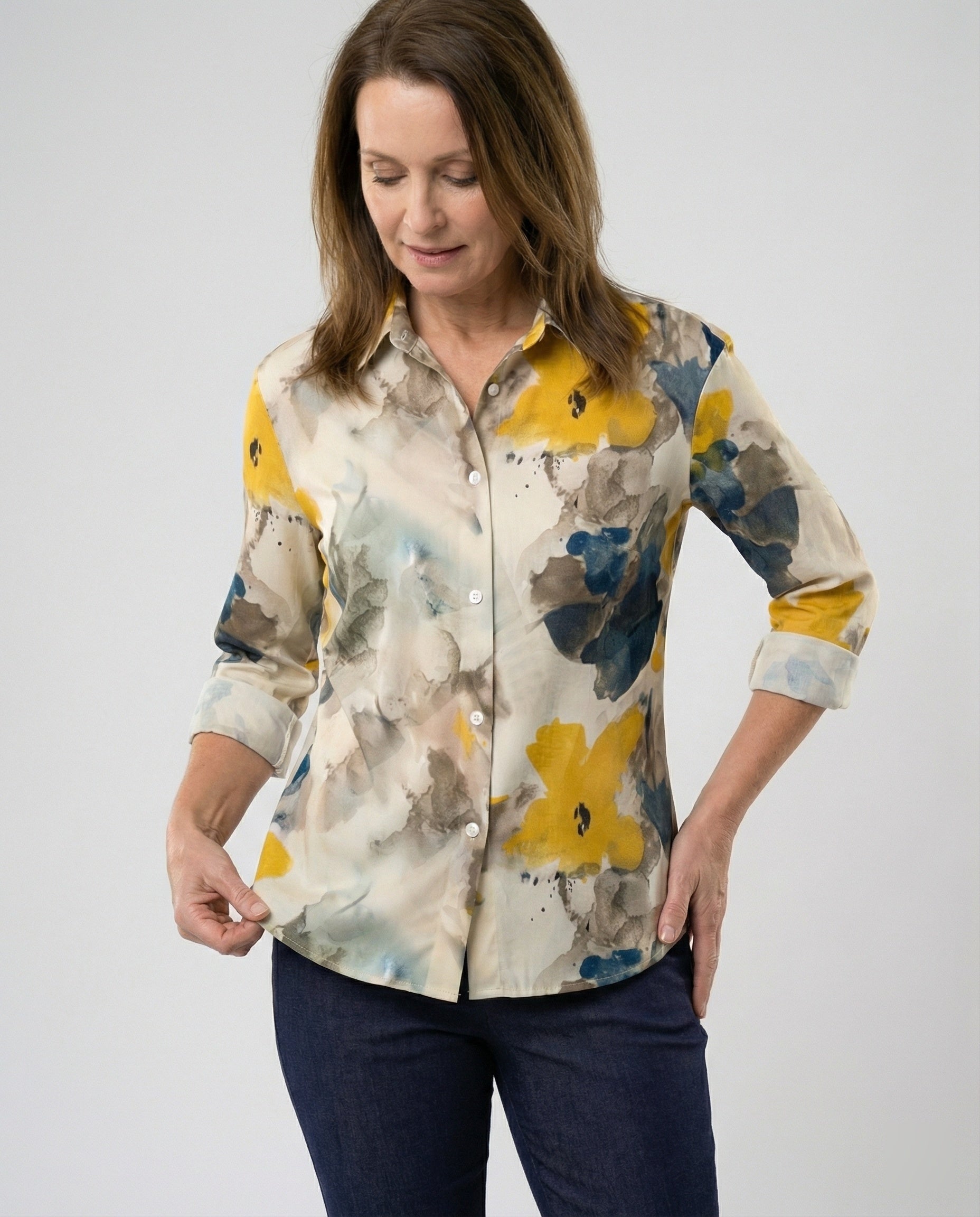 Damen Hemdbluse Katzenprint