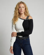 Damen Trendy Asymmetrisches Oberteil mit Strassbesatz R&B