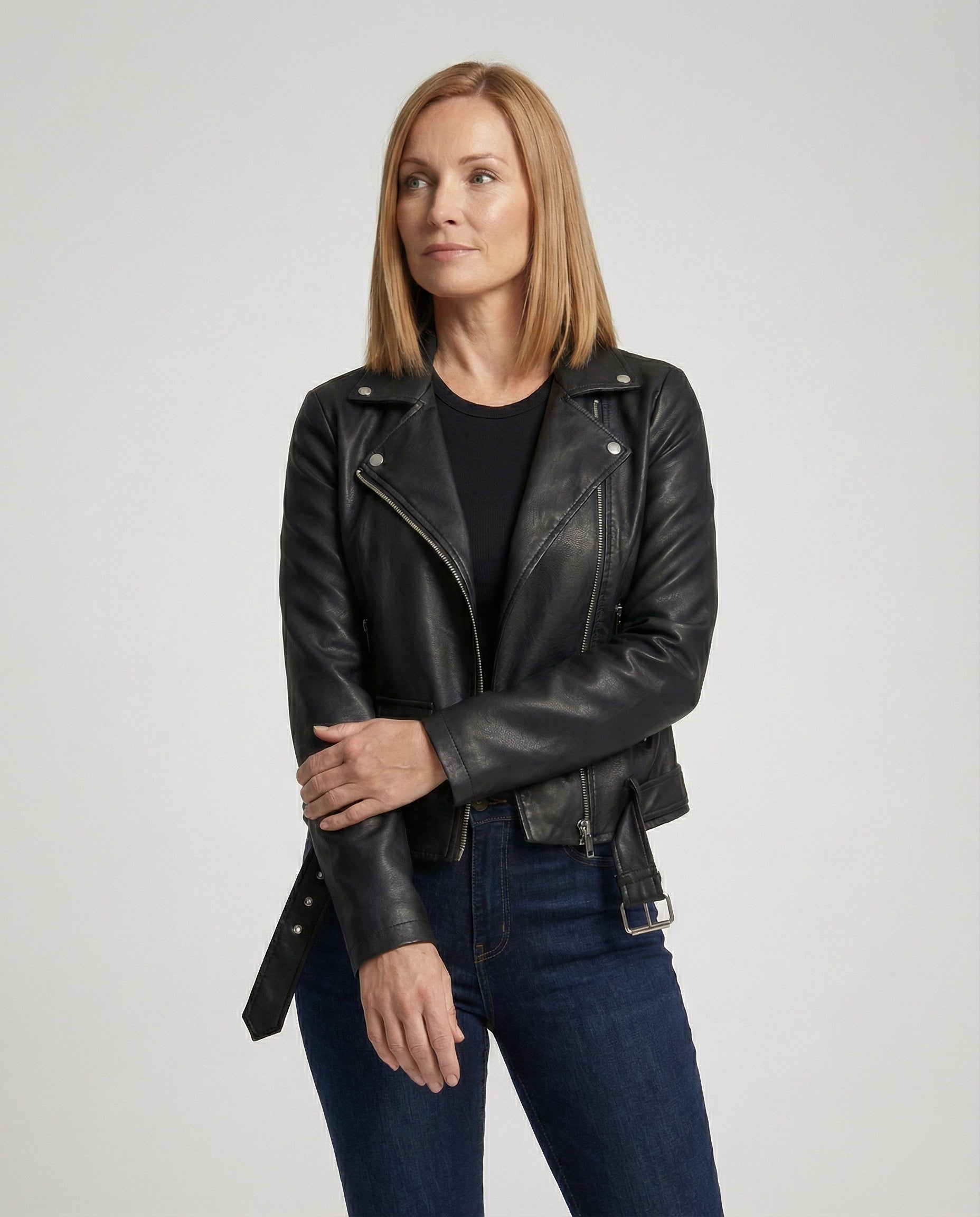 Freizeitkleidung Damen Bikerjacke Kunstleder