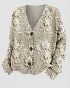 R&B | Cardigan mit 3d Spitzen Knopfverschluss Romantisch und Lässig