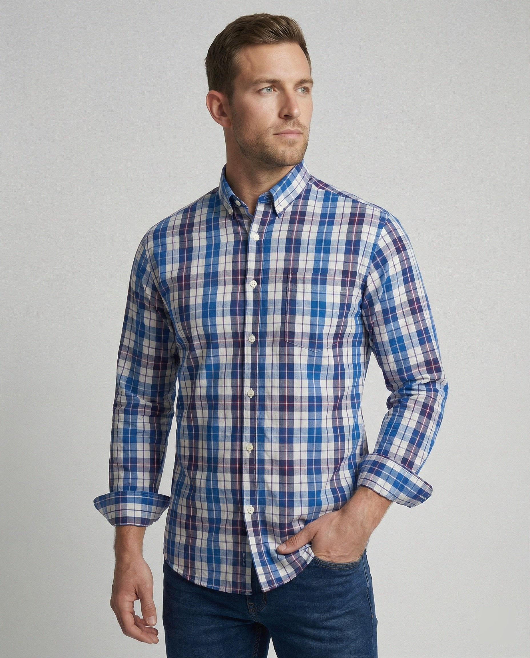 Herren Flanell Langarmhemd Kariert