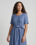 Damen Leinen Maxikleid Gürtel