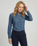 Damen Langarmhemd Jeansoptik