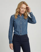 Damen Langarmhemd Jeansoptik