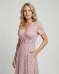 Damen Wickel-Blumenkleid mit kurzen Ärmeln