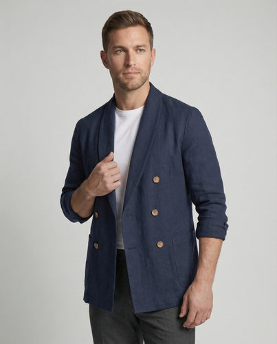 Herren Leichte Leinenjacke mit doppelter Knopfleiste
