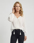 Damen Boho Blusentop mit Spitze Sommer