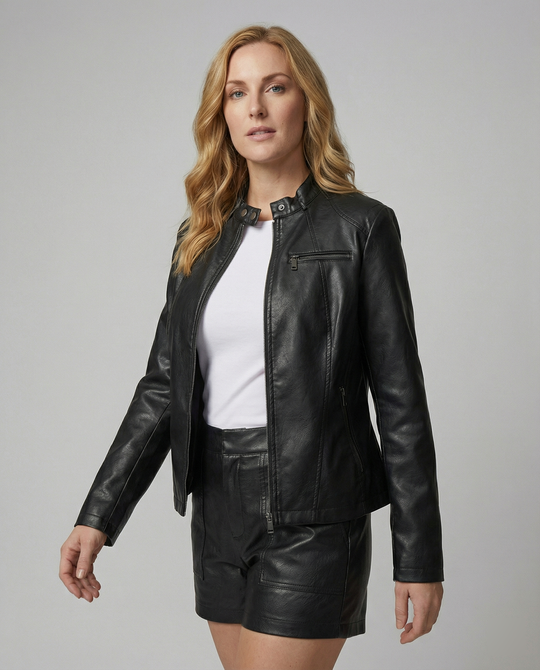 Steppjacke Damen mit lässigem Schnitt aus Kunstleder