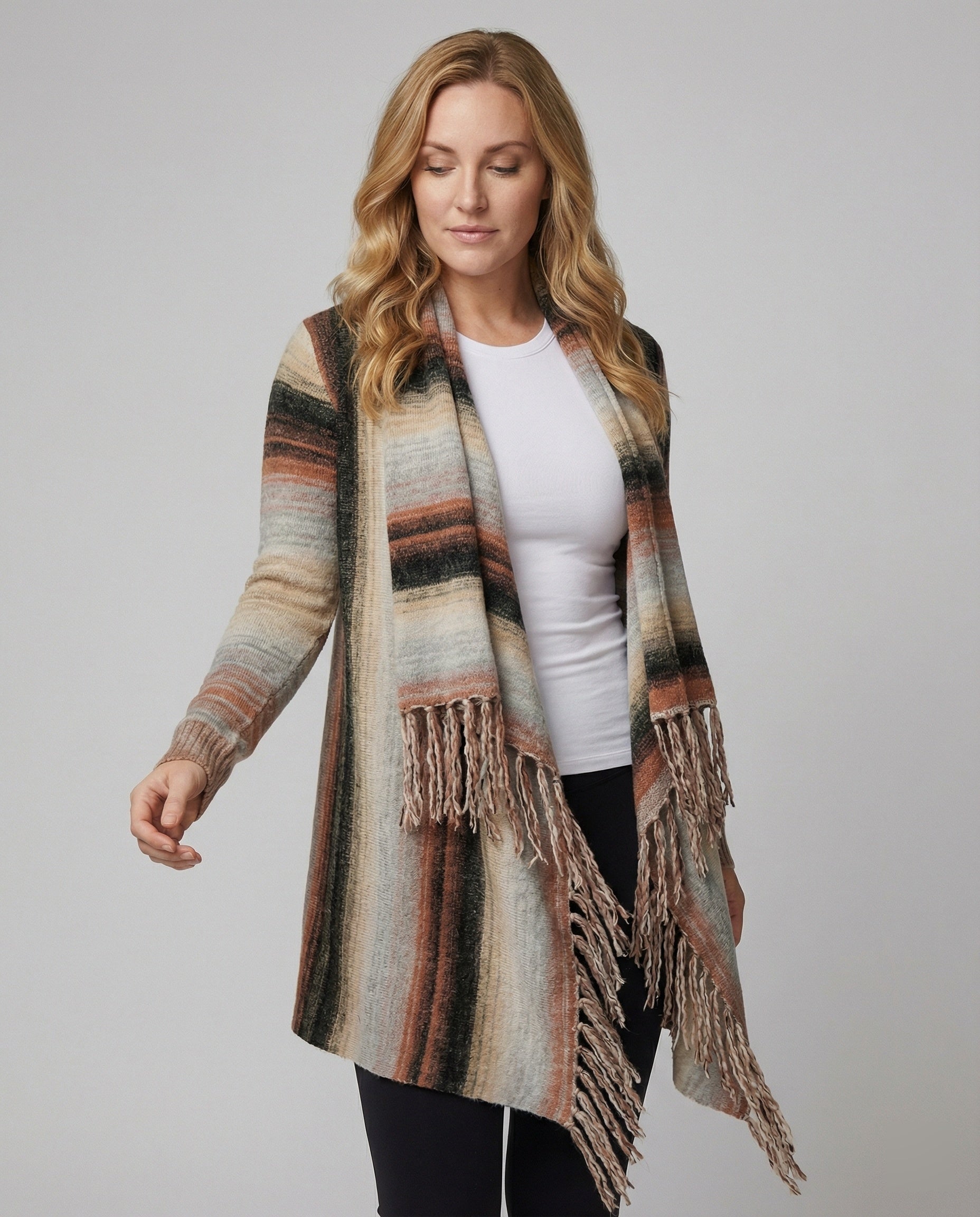 R&B | Schick Gestreifte Poncho Weste
