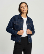 Übergangsjacke Damen Denim mit weitem Schnitt und Taschen