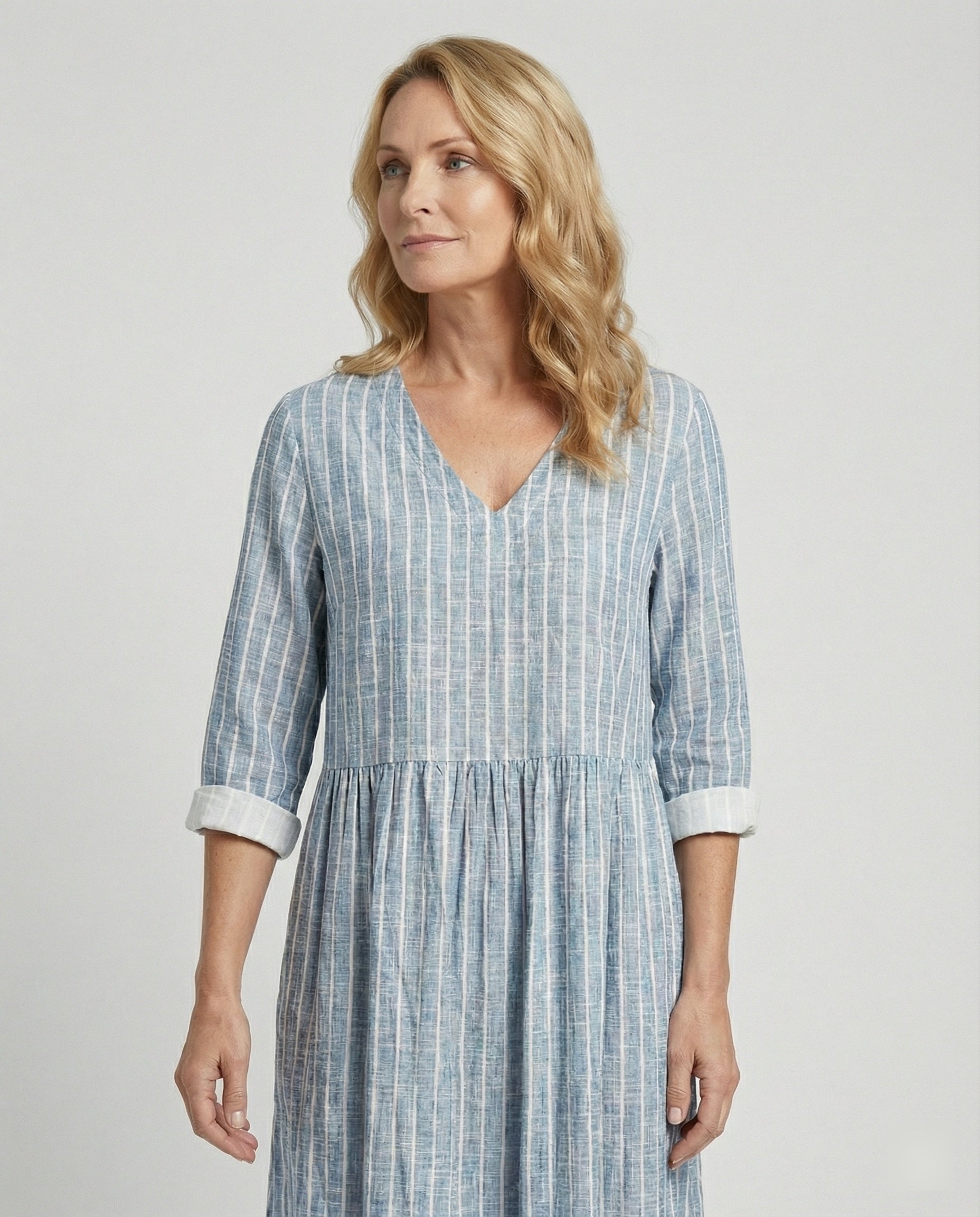 Damen Boho Maxikleid Sommer Leinenoptik