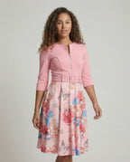 Damen A-Linien Kleid mit tailliertem Gürtel und floralem Muster R&B