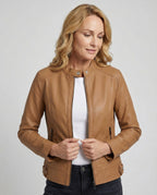 Damen Bikerjacke Lederoptik