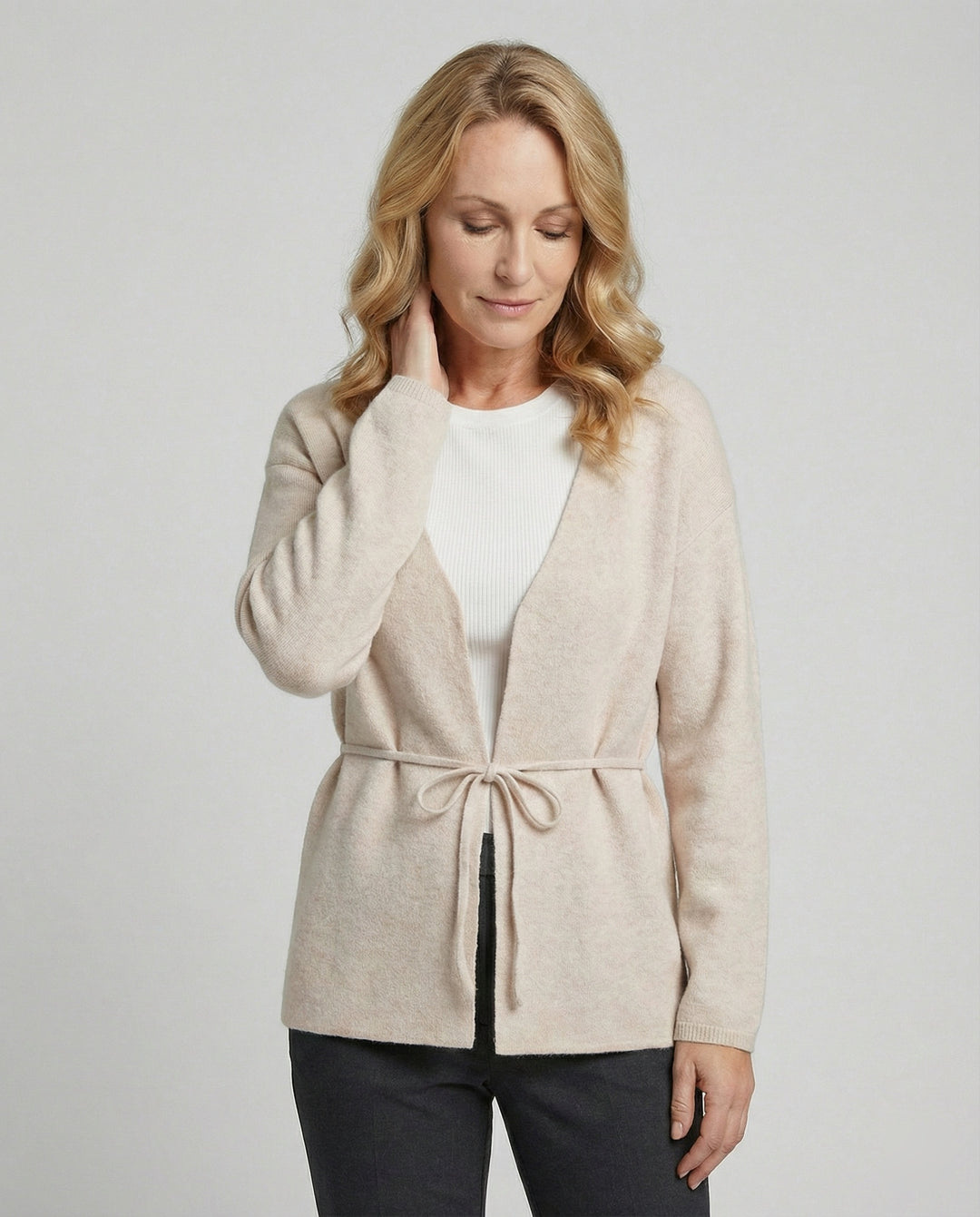 Damen Strickjacke mit Bindegürtel