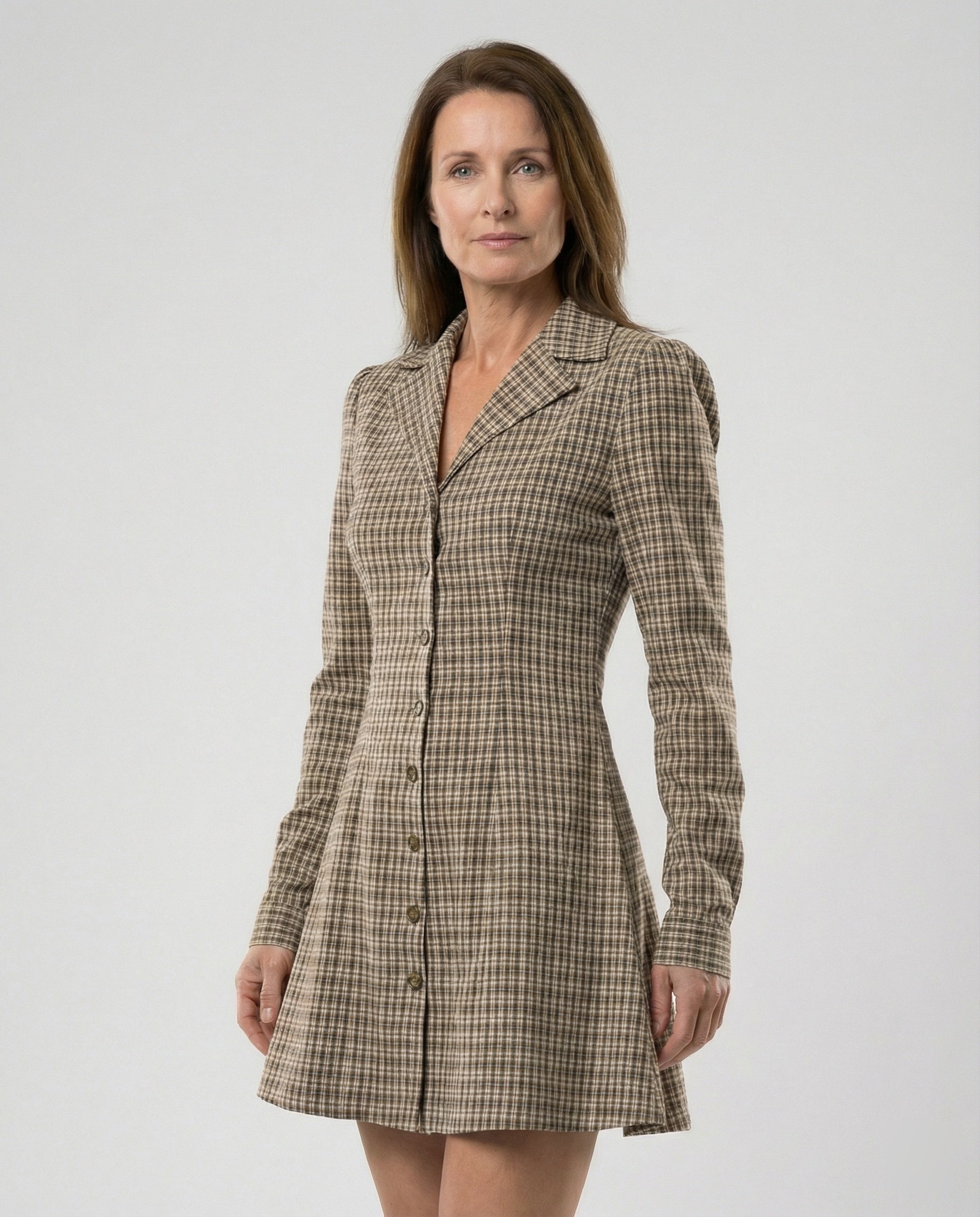 Damen Hemdblusenkleid tailliert