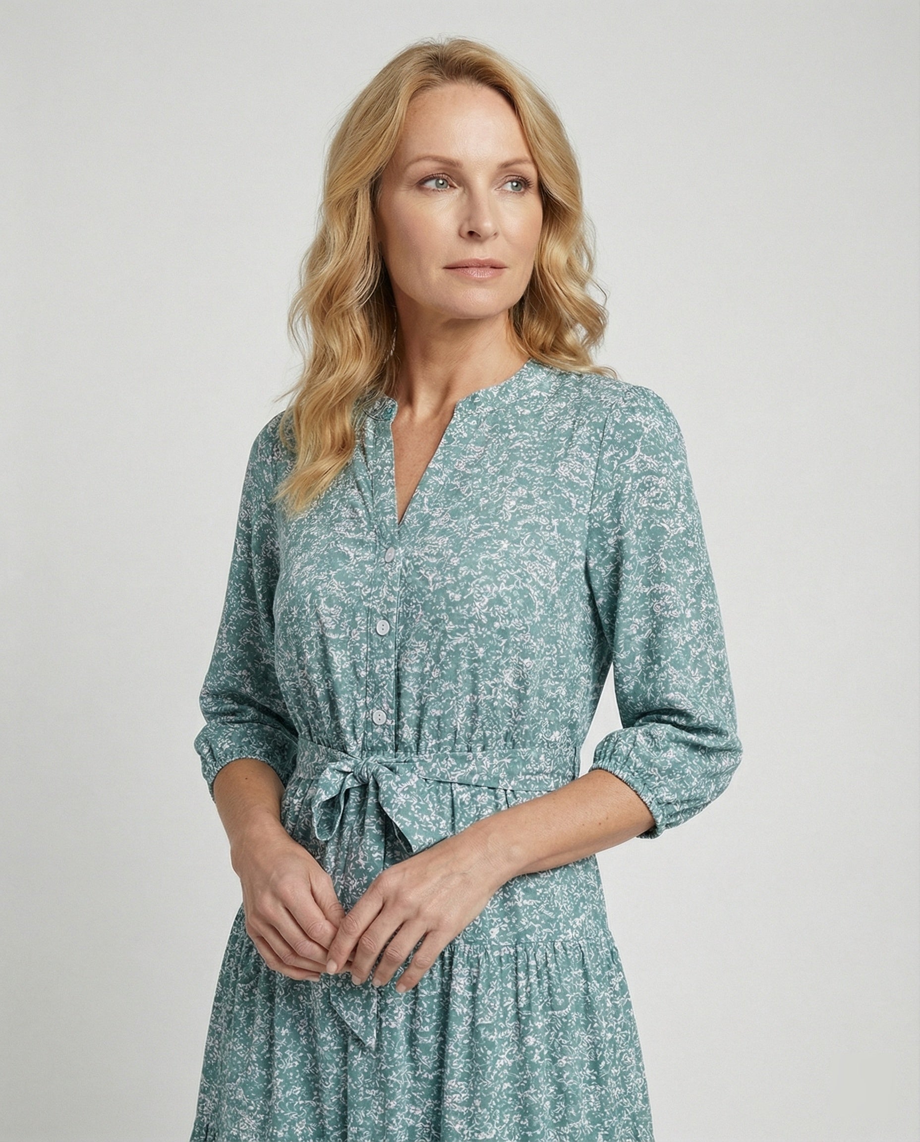 Damen Midikleid Sommer mit Volant