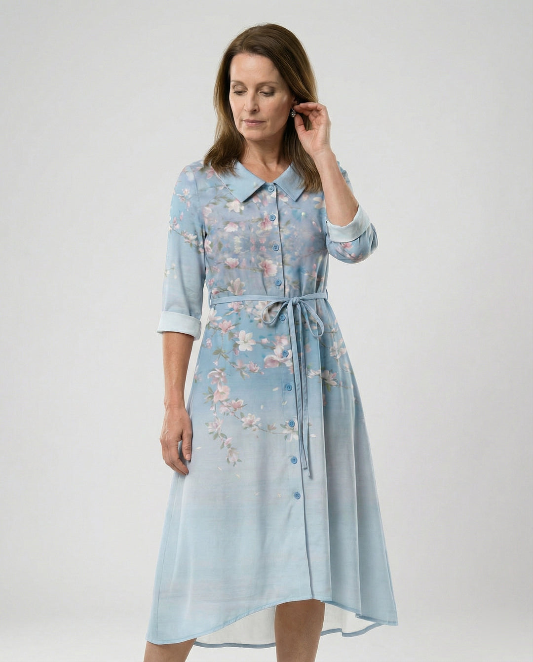 Maxikleid Damen Floral Leinenmix