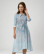 Maxikleid Damen Floral Leinenmix