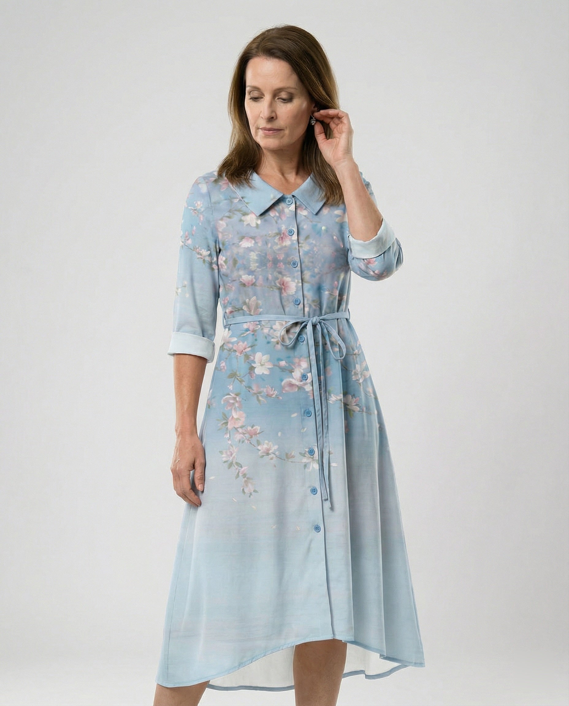 Maxikleid Damen Floral Leinenmix