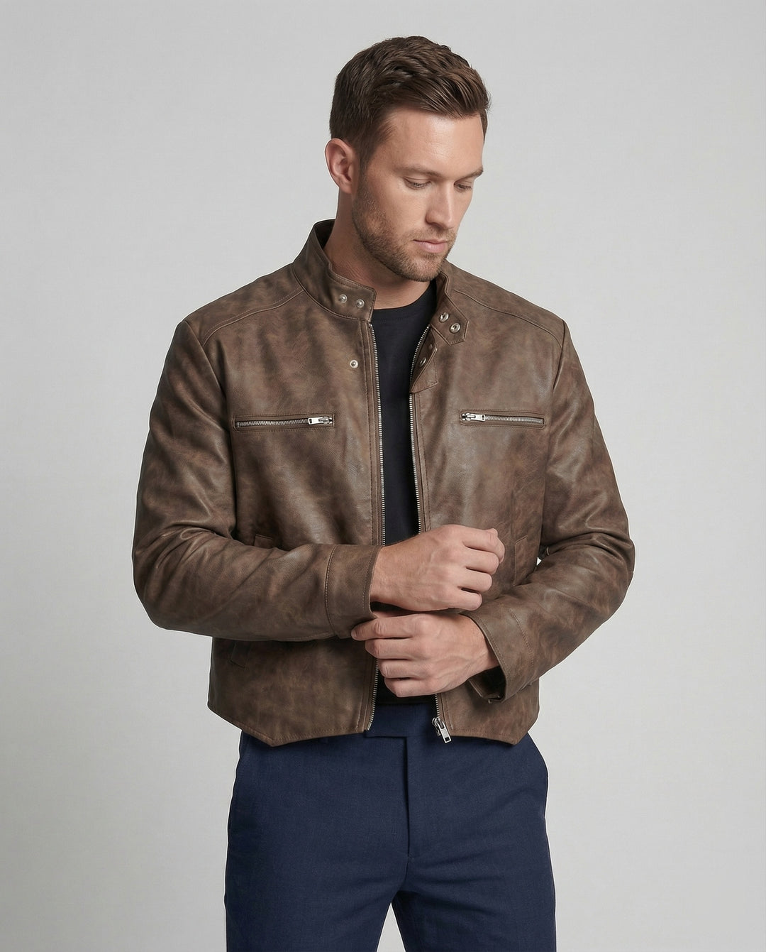 Herren Lederoptik Kurzjacke