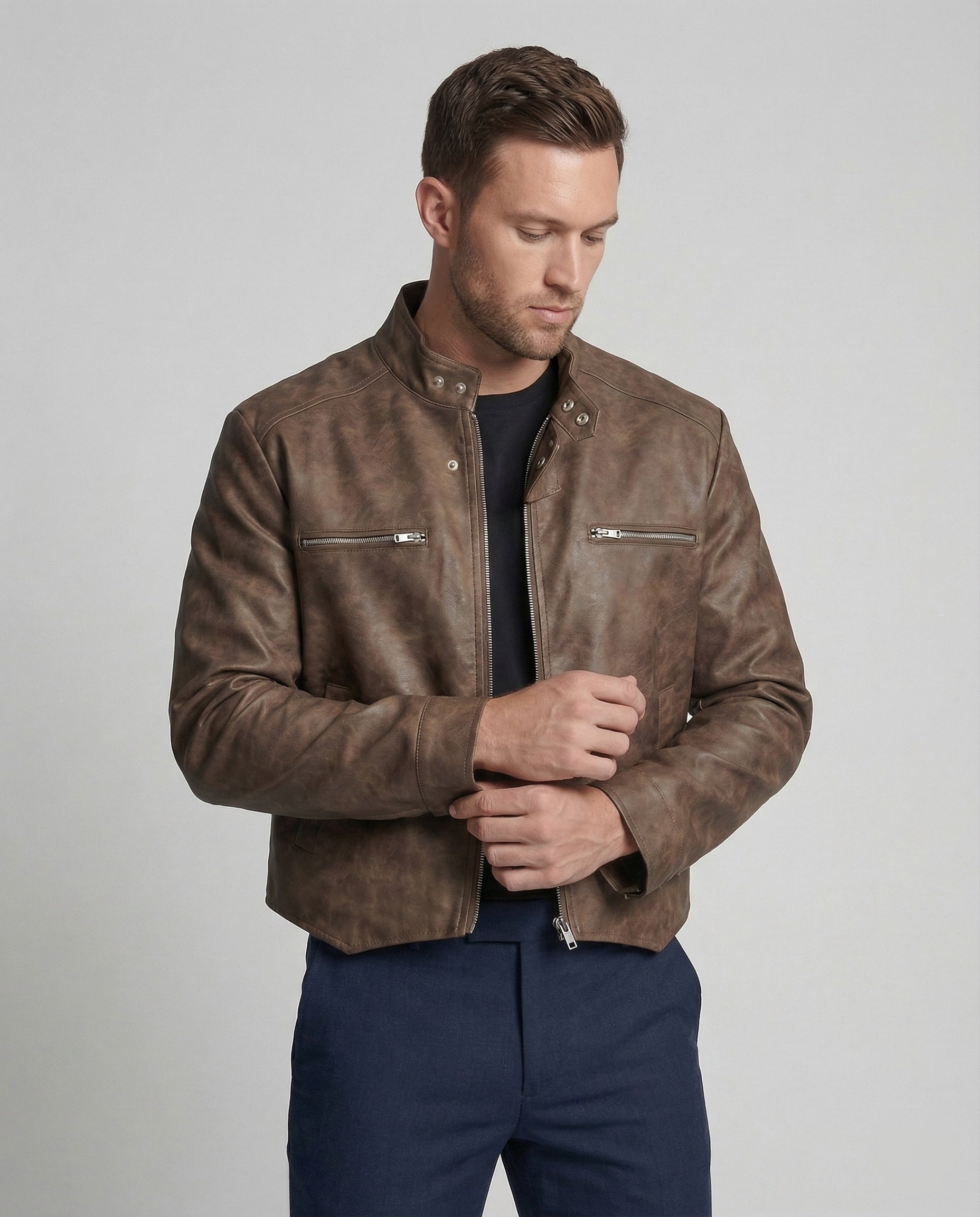 Herren Lederoptik Kurzjacke