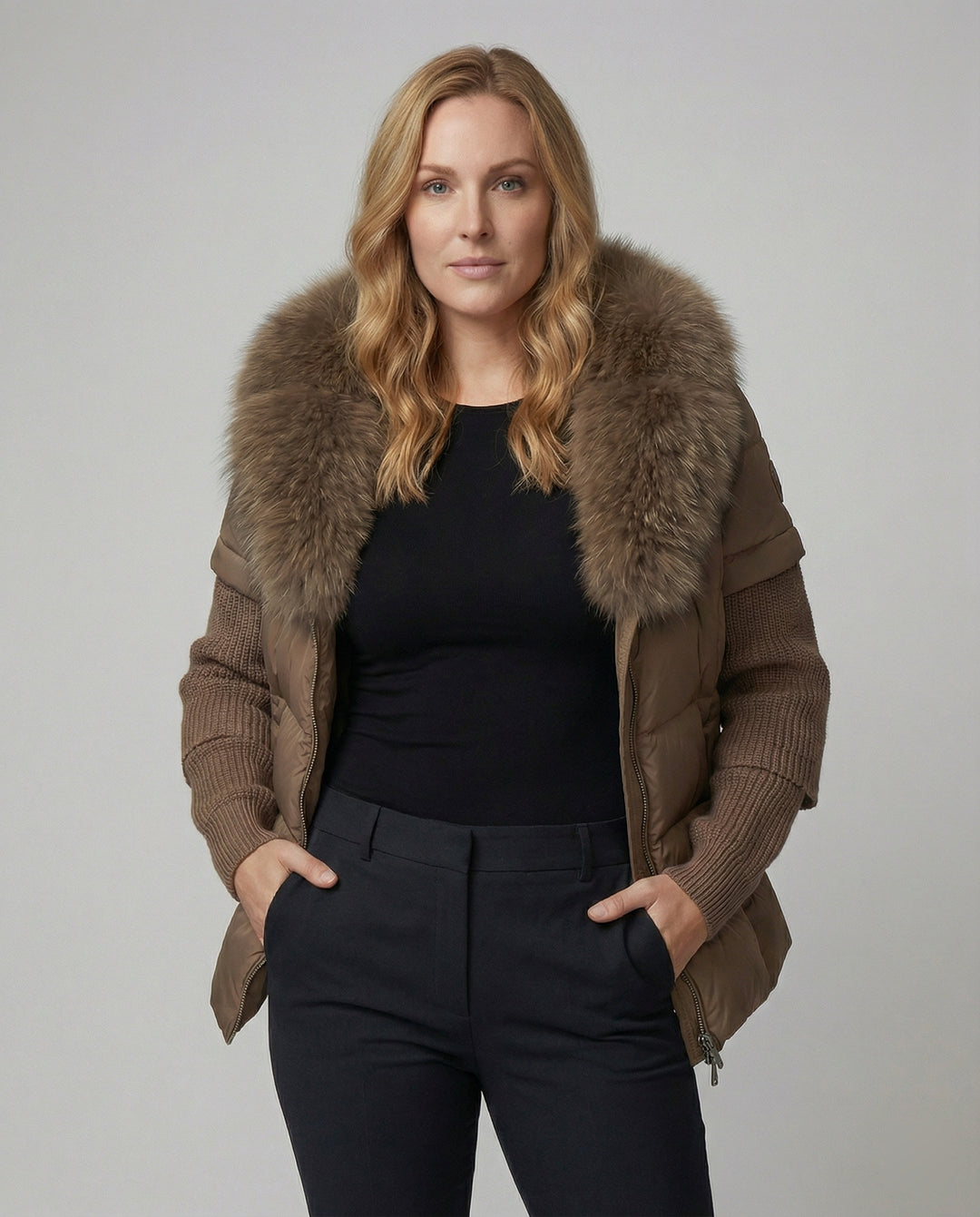 Steppjacke Damen mit luxuriösem Kunstfellkragen