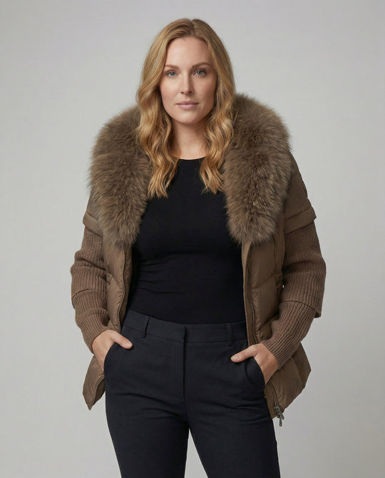 Steppjacke Damen mit luxuriösem Kunstfellkragen