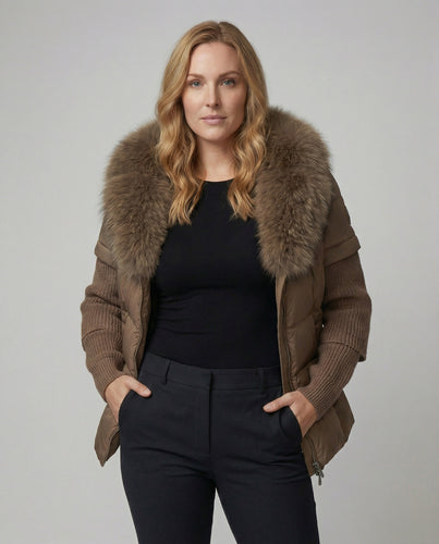 Steppjacke Damen mit luxuriösem Kunstfellkragen