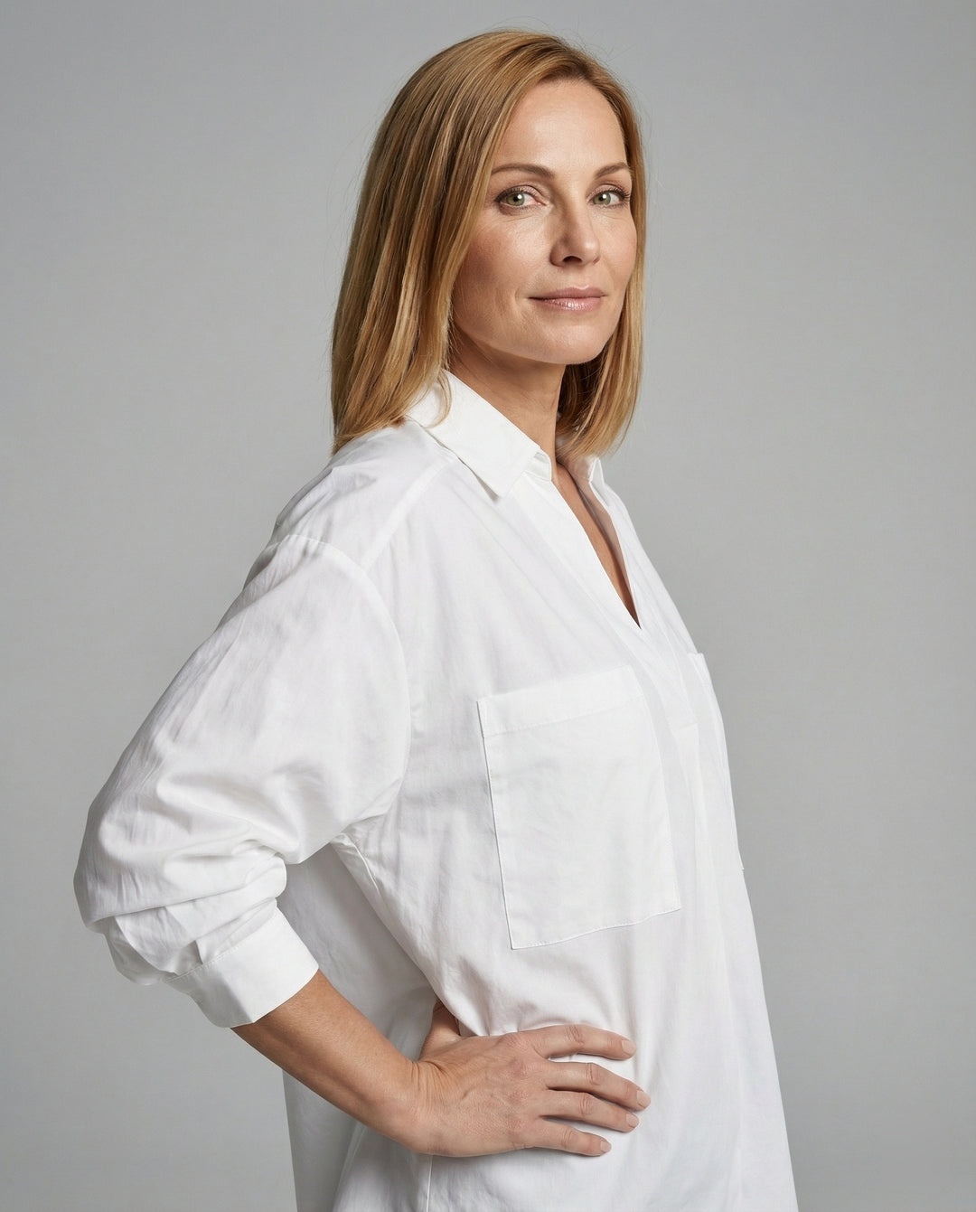 Damen Bluse mit Volantärmeln und V-Ausschnitt