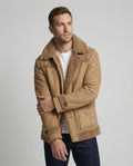 Herren warme Lammfelljacke mit Knopfkragen R&B