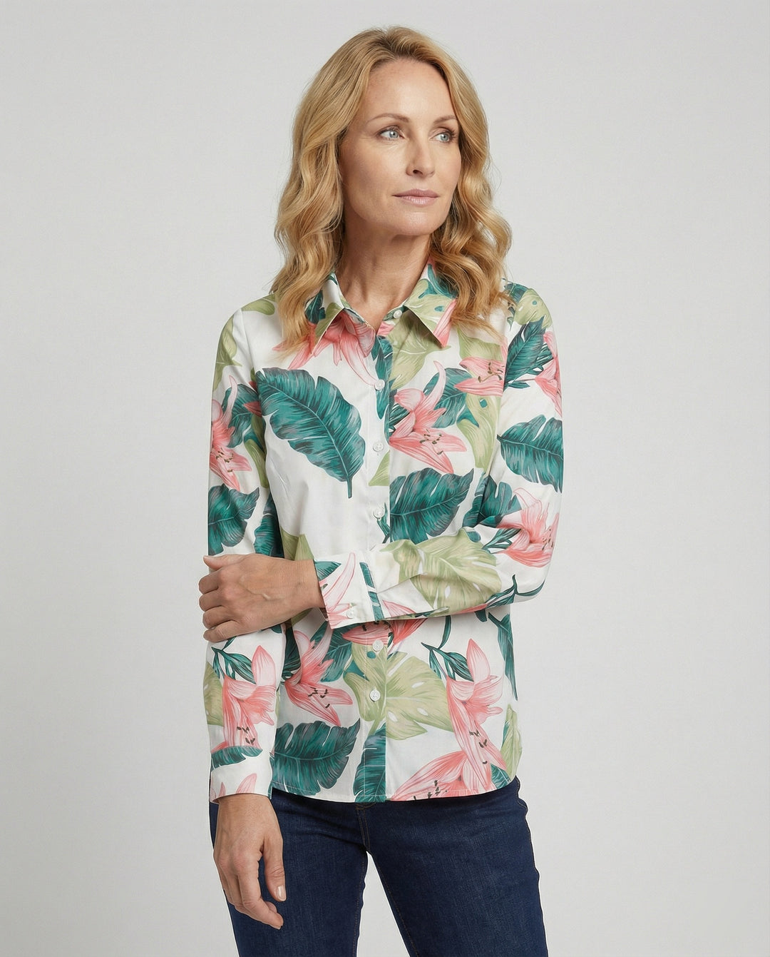 Bluse Damen Print Hemdkragen