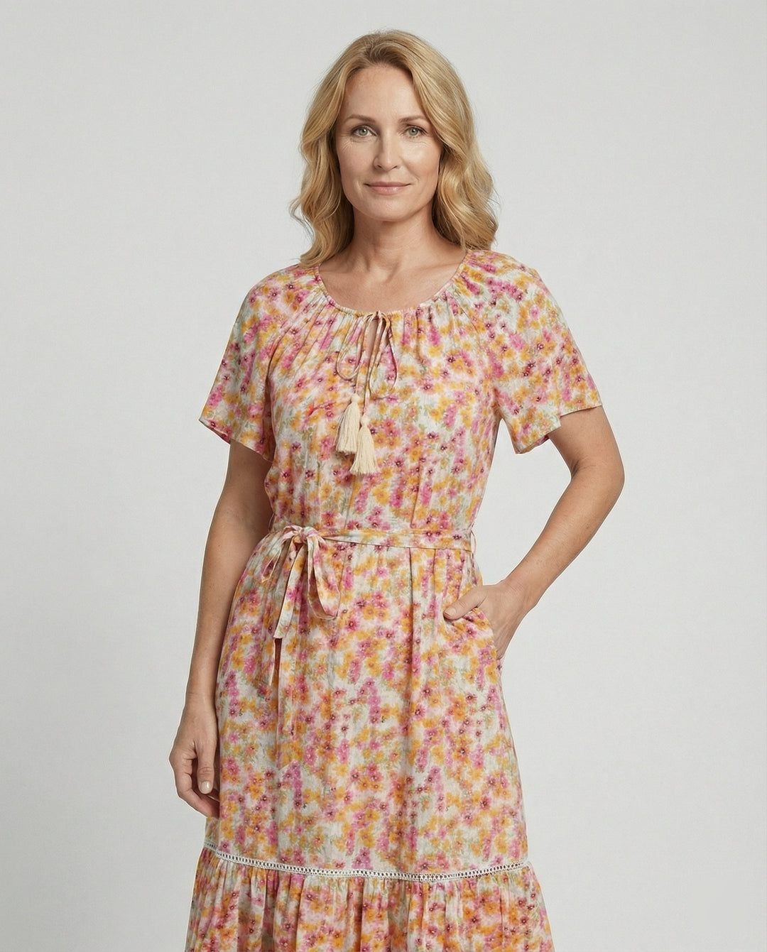 Damen Midi-Kleid mit floralem Design