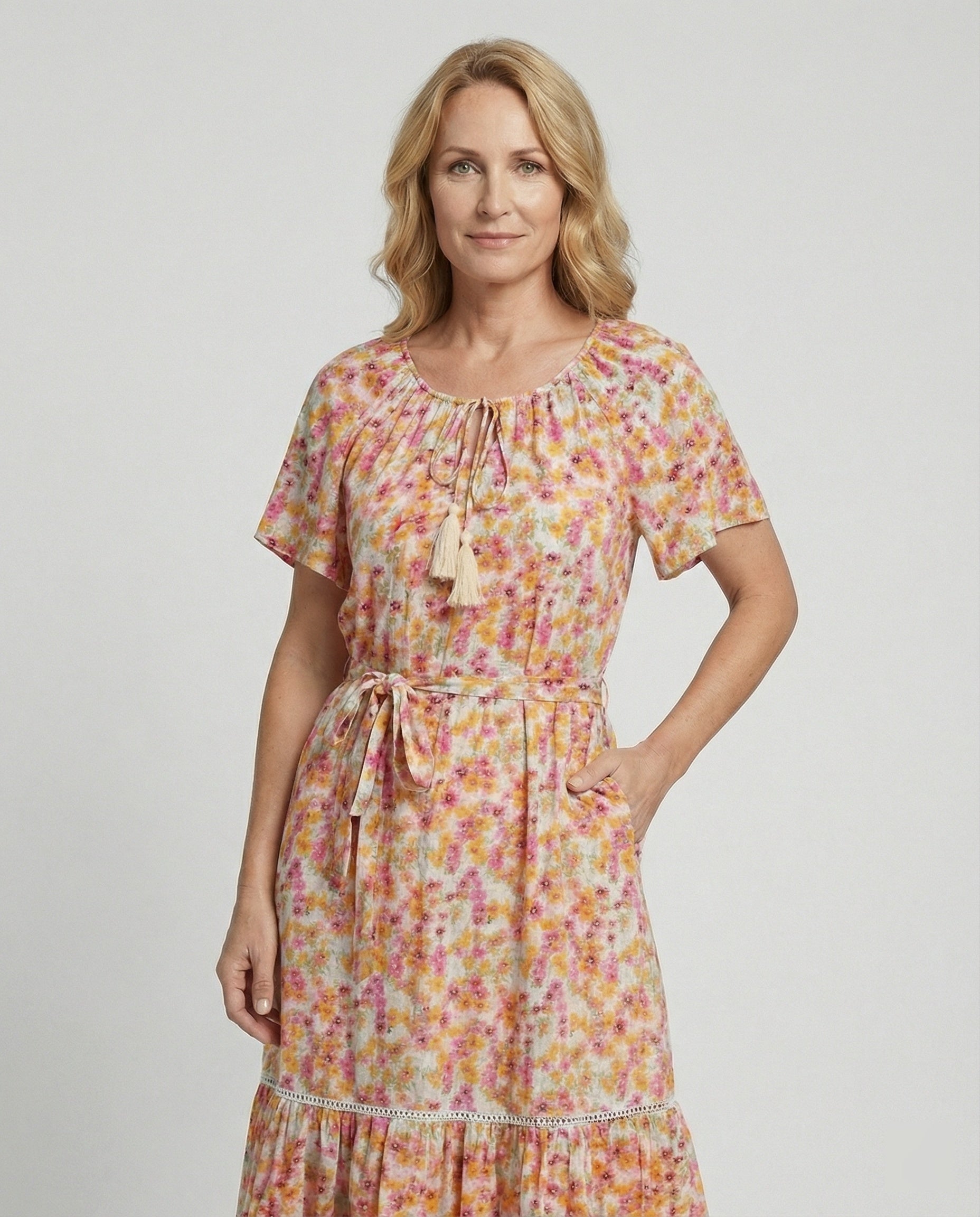 Damen Midi-Kleid mit floralem Design