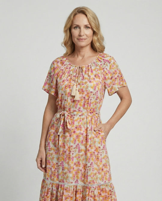 Damen Midi-Kleid mit floralem Design