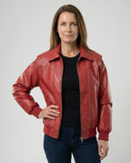 Damen elegante Kunstlederjacke mit hohem Kragen