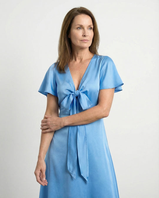 Damen Midikleid elegant Wickeloptik