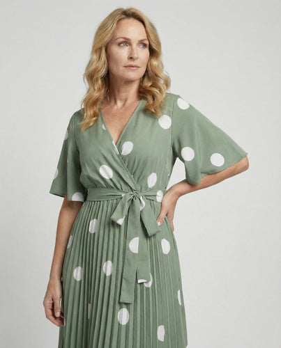 Damen Wickelkleid Midi plissiert