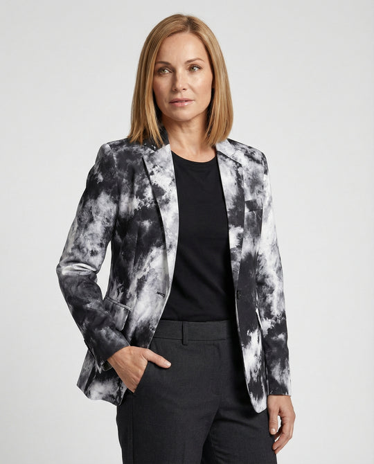 Damen Kurzblazer mit Print und Revers