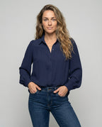 Damen Elegante Bluse mit Puffärmeln und Knopfdetails R&B