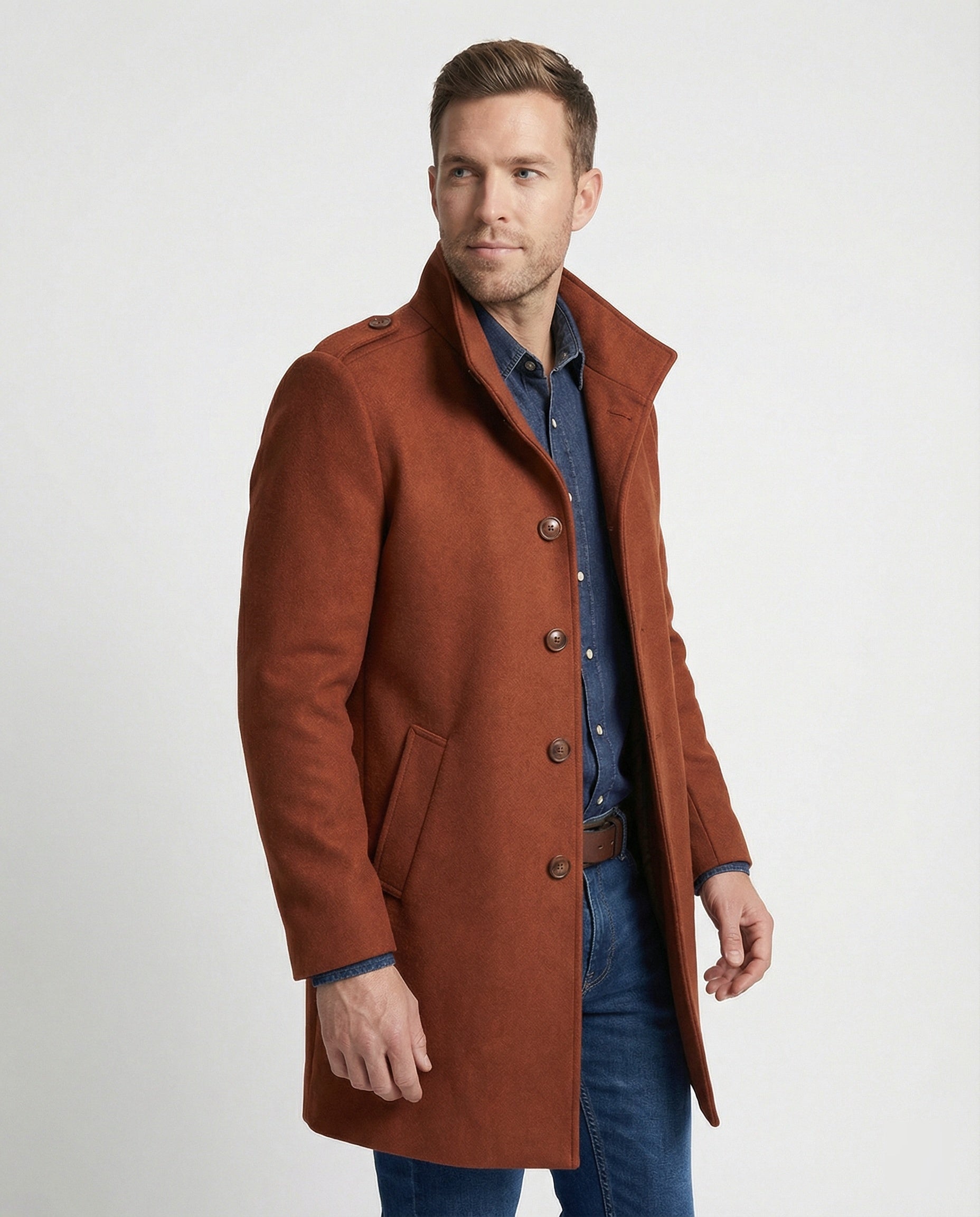 Herren stylische und langlige Trenchcoat