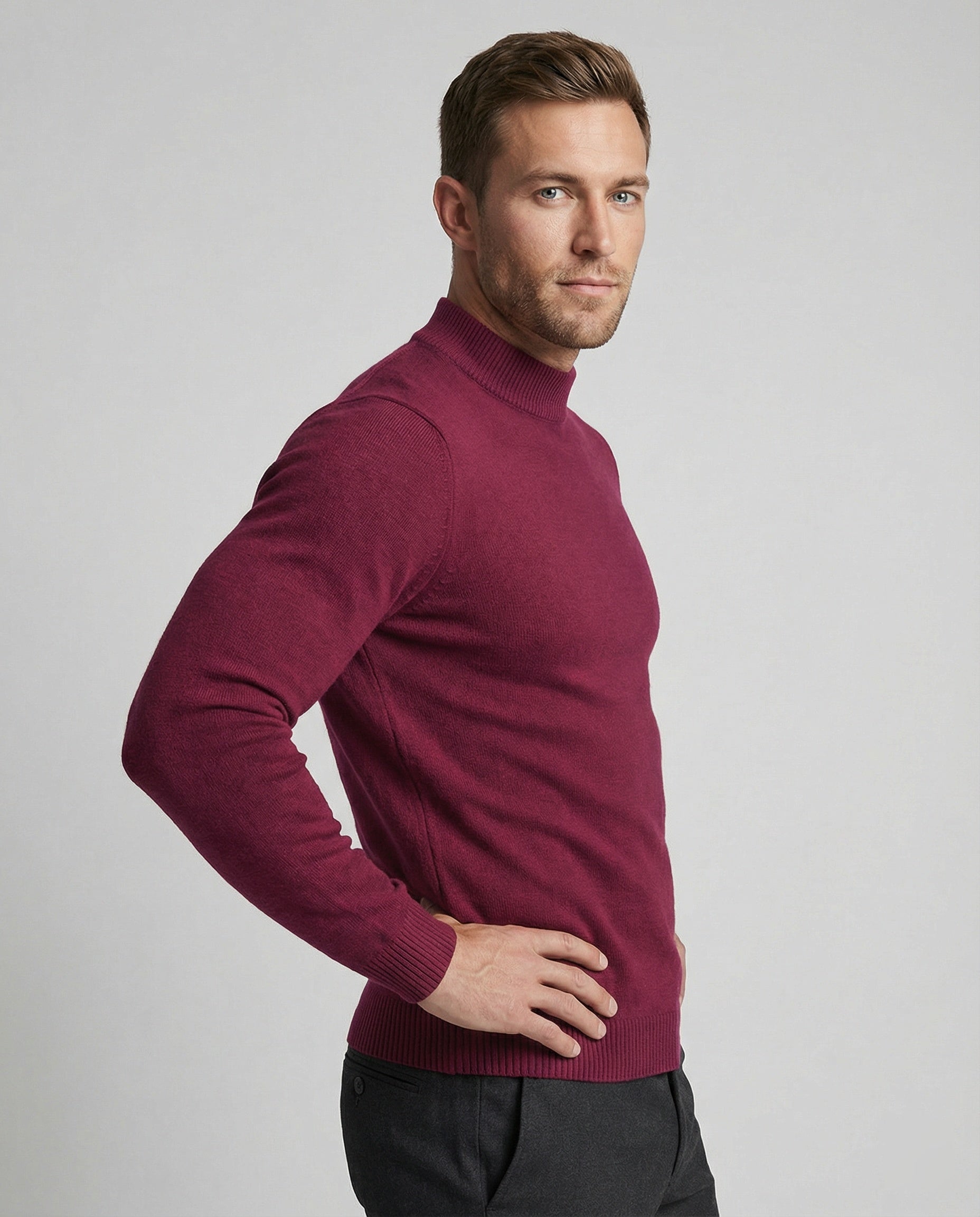 Herren eleganter Pullover mit Stehkragen R&B