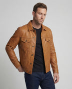 Herren Kunstleder Thermojacke