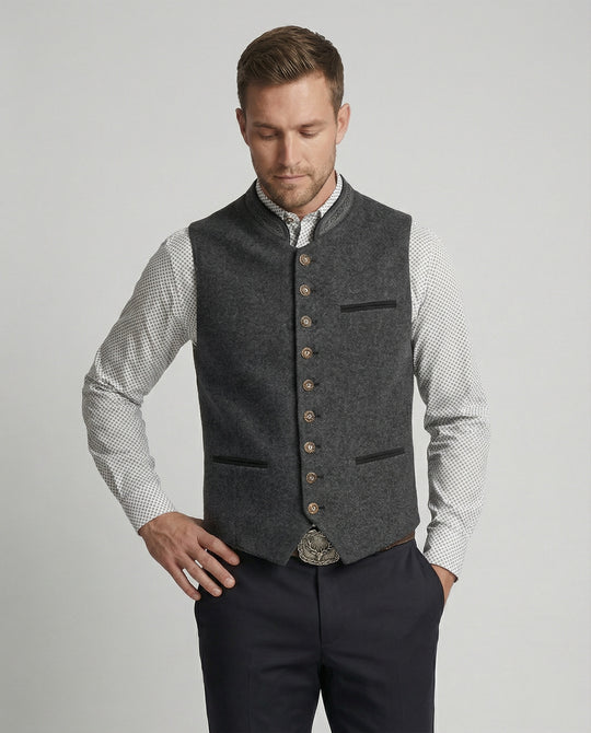 R&B - Elegante Herren Trachtenweste Grau Traditionell