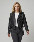 Damen Kunstleder Bikerjacke mit modernen Details