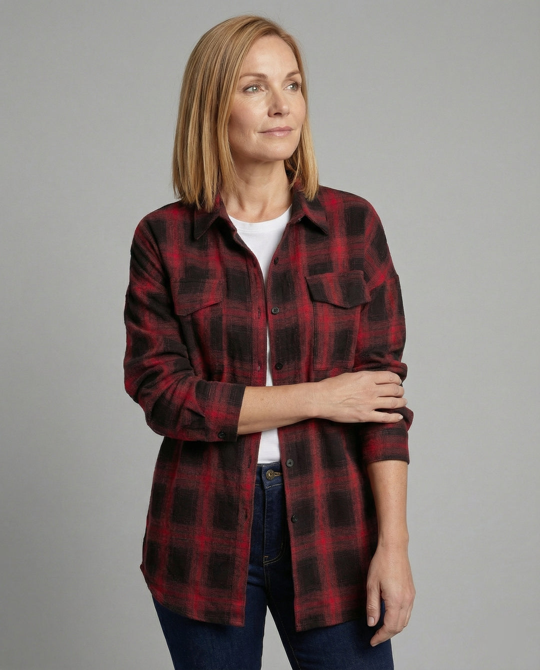 Damen Hemdjacke Flanell Karo