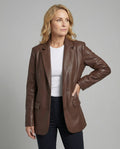 Damen Oversized Kunstleder Blazer im Trend-Look