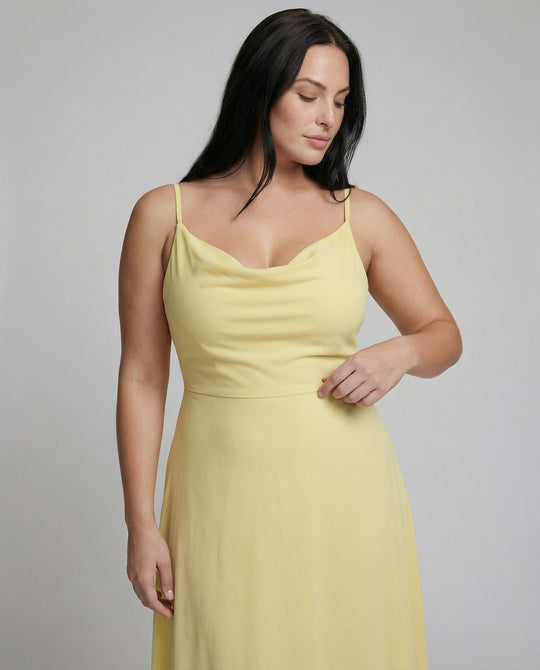 R&B | Lange Drapierte Kleid mit Eingebautem Bh